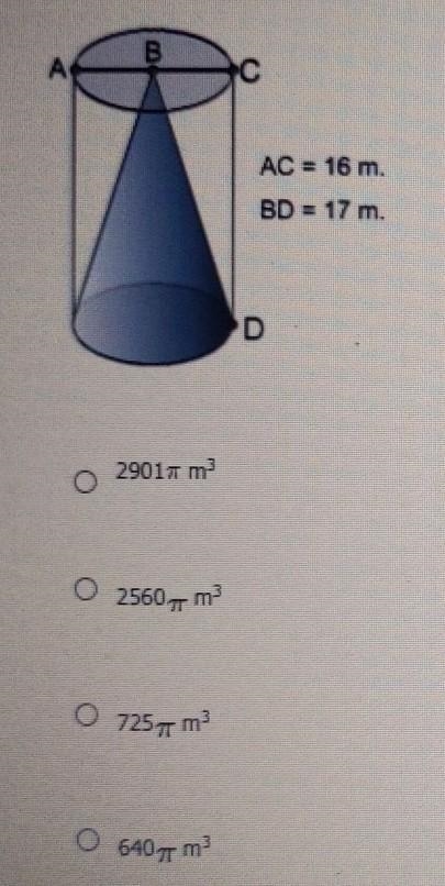 Find the volume of the space inside the right cylinder that is not filled by the right-example-1