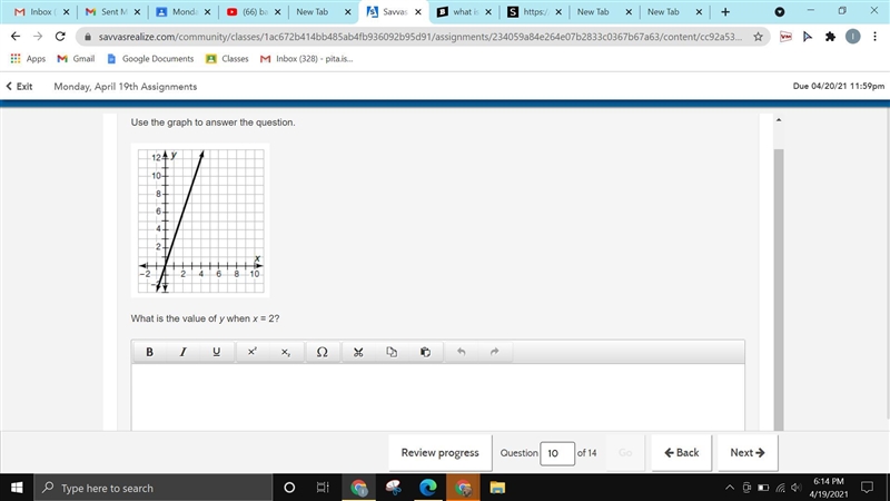 What is the value when x = 2? i need this asap!-example-1