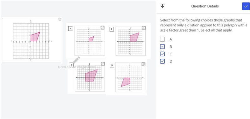 Select from the following choices those graphs that represent only a dilation applied-example-1