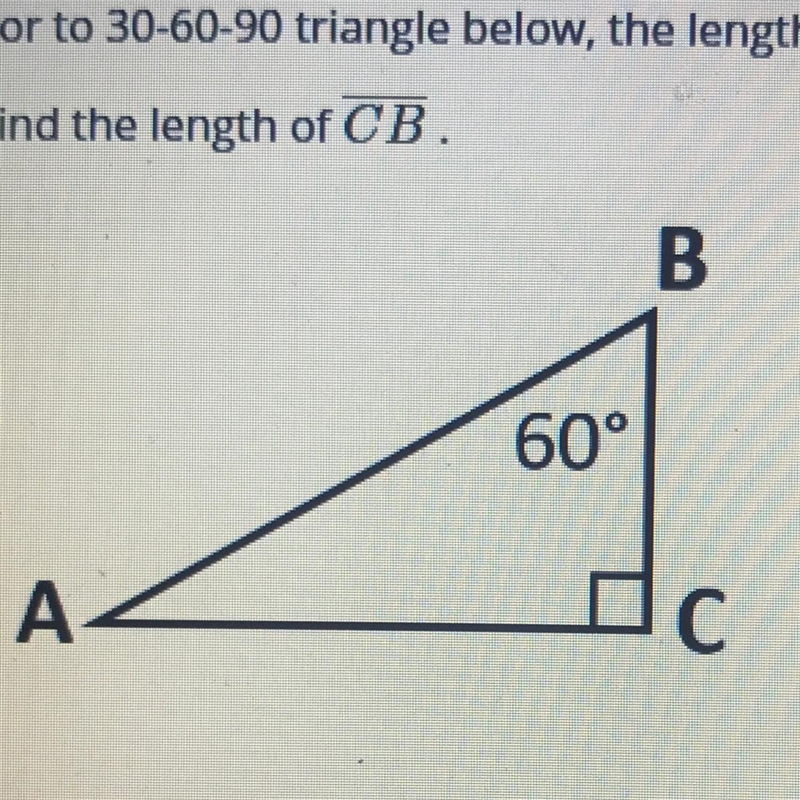 For to 30-60-90 triangle below, the length of side AB is 52 cm. Find the length of-example-1