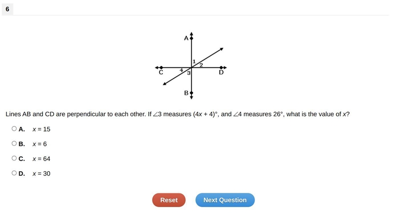 Lines AB and CD are perpendicular to each other. If 3 measures (4x + 4)°, and 4 measures-example-1