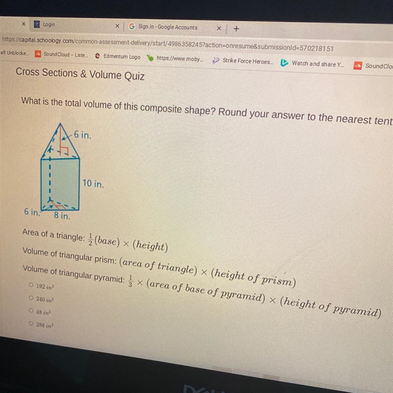 What is the total volume of this composite shape? Round your answer to the nearest-example-1