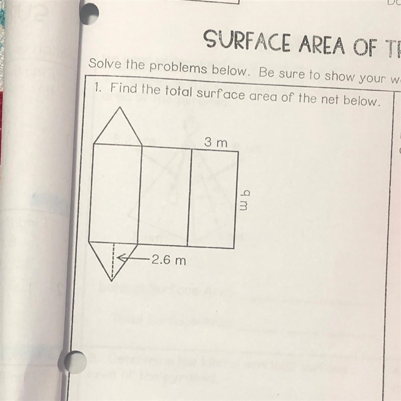 1. Find the total surface area of the net below-example-1