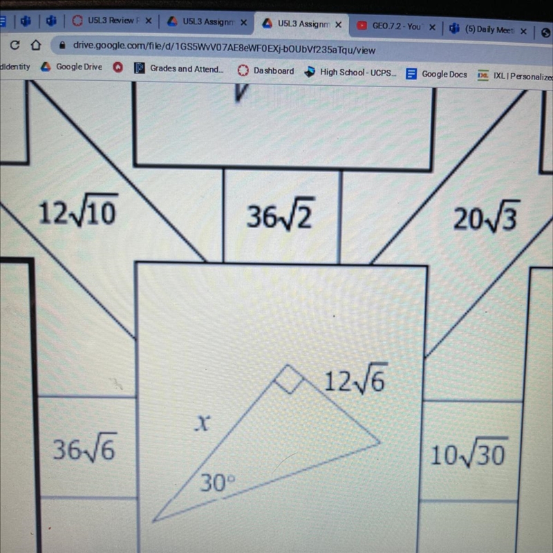 Solve for x using the special right triangle-example-1