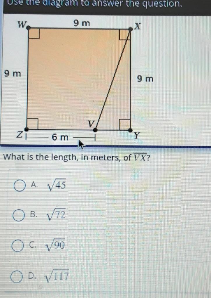 What is the length,in meters,of VX?​-example-1