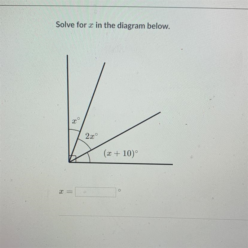 Solve for x in the diagram below.-example-1