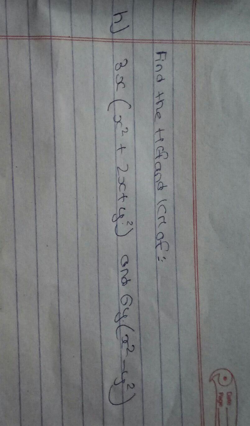 Find hcf and lcm of : 3x(x²+2x+y²)and 6y(x²-y2)​-example-1