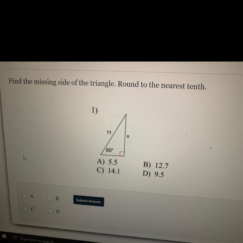 Find the missing of the triangle Round to the nearest tenth-example-1