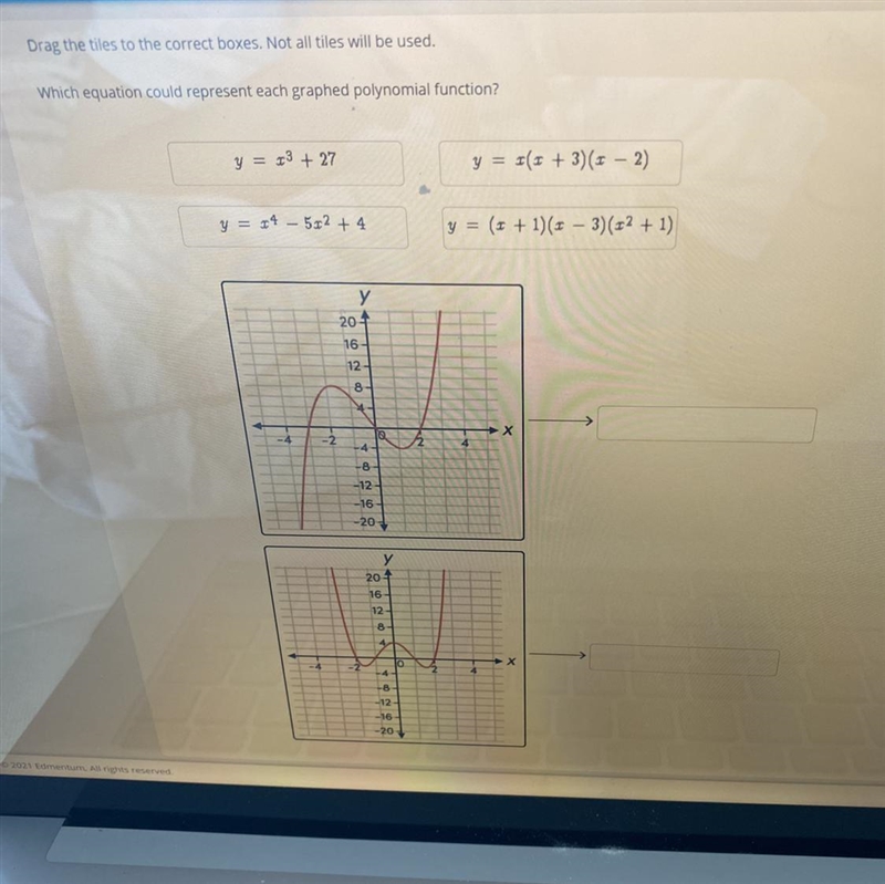 Which equation could represent each grapes polynomial function?-example-1