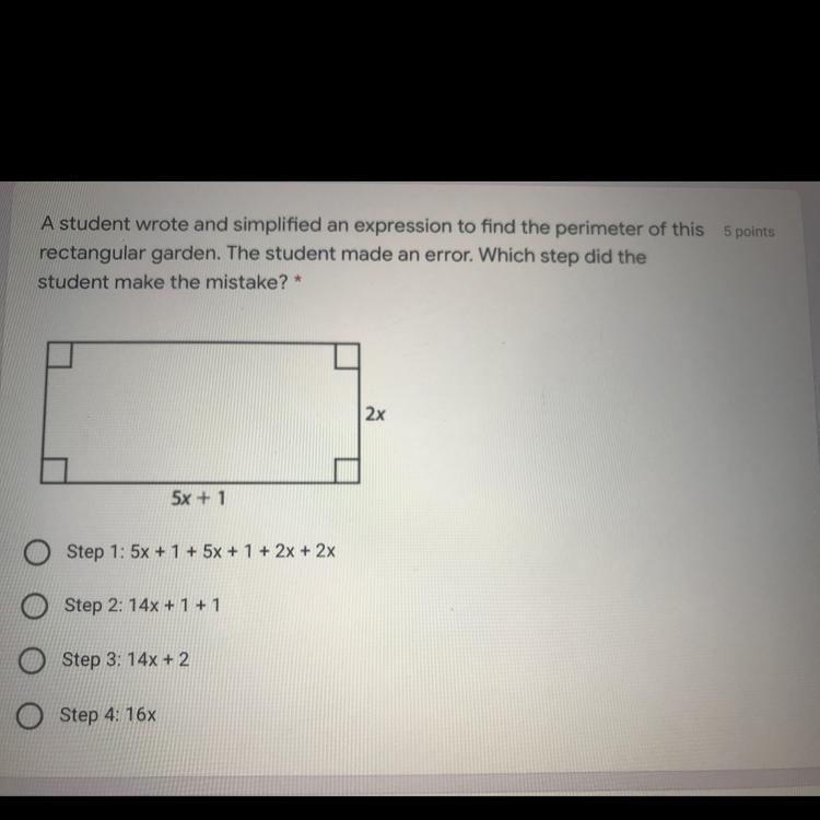 A student wrote and simplified an expression to find the perimeter of this 5 points-example-1