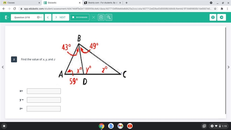 Find the value for x y and z-example-1