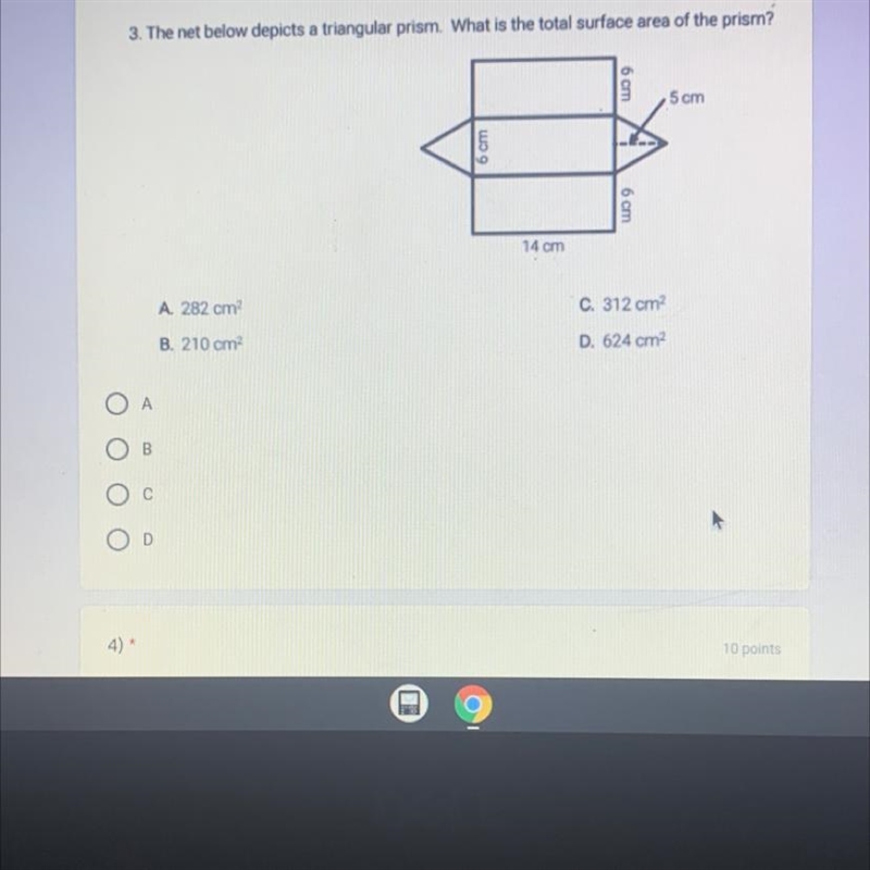 The net below depicts a triangular prism. What is the total surface area of the prism-example-1