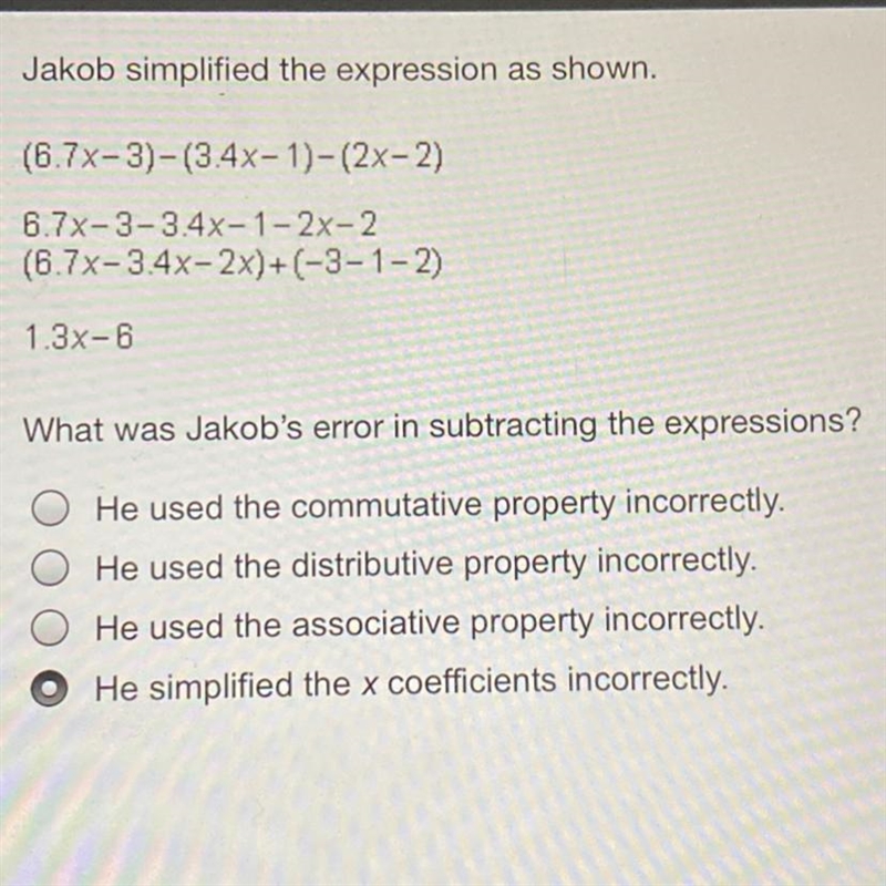 Jakob simplified the expression as shown. pleas help, thanks!-example-1