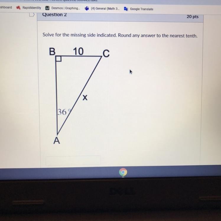 Solve for the missing side indícate Round any answers to the nearest tenth-example-1