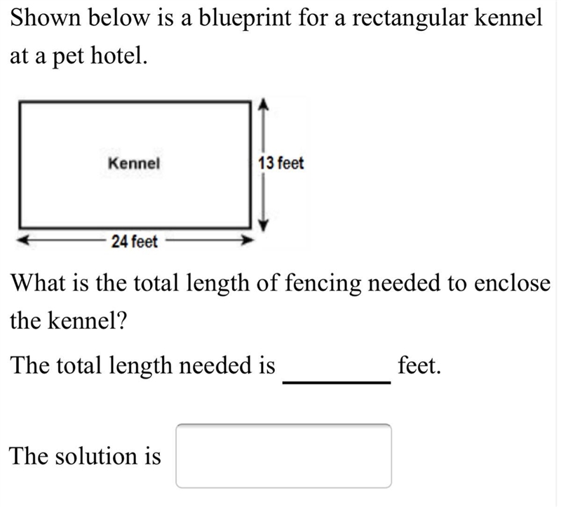 Show below is a blueprint for a rectangular kennel at a pet hotel. What is the total-example-1