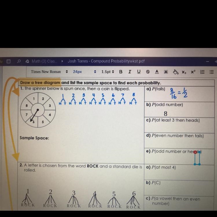 PLEASE HELP The spinner is spun once, then the coin is flipped.-example-1