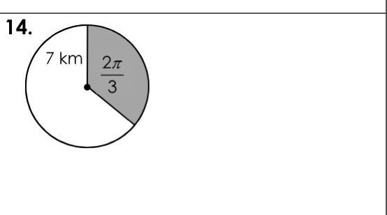 Find the area of the sector of the circle Radius. 7kmCentral angle. 2pi over 3 Show-example-1