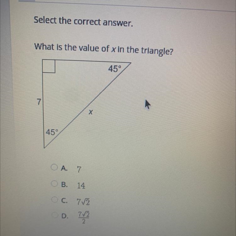 What is the value of x in the triangle?-example-1