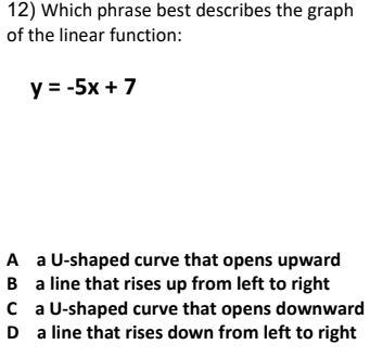 Which phrase best describes the graph of the linear function:-example-1