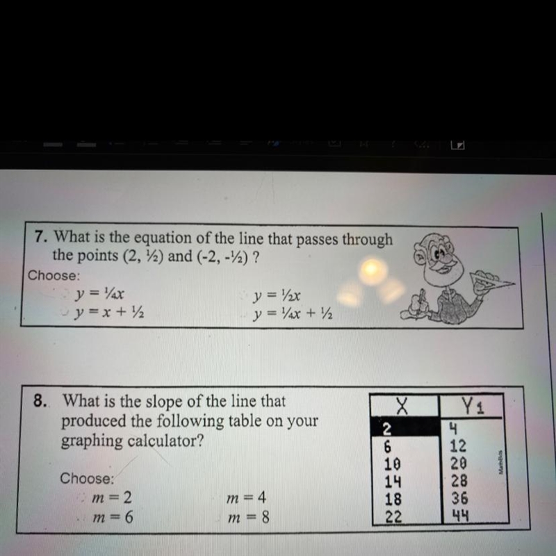 What is the equation of the line at passes? What is the slope of the line that produced-example-1