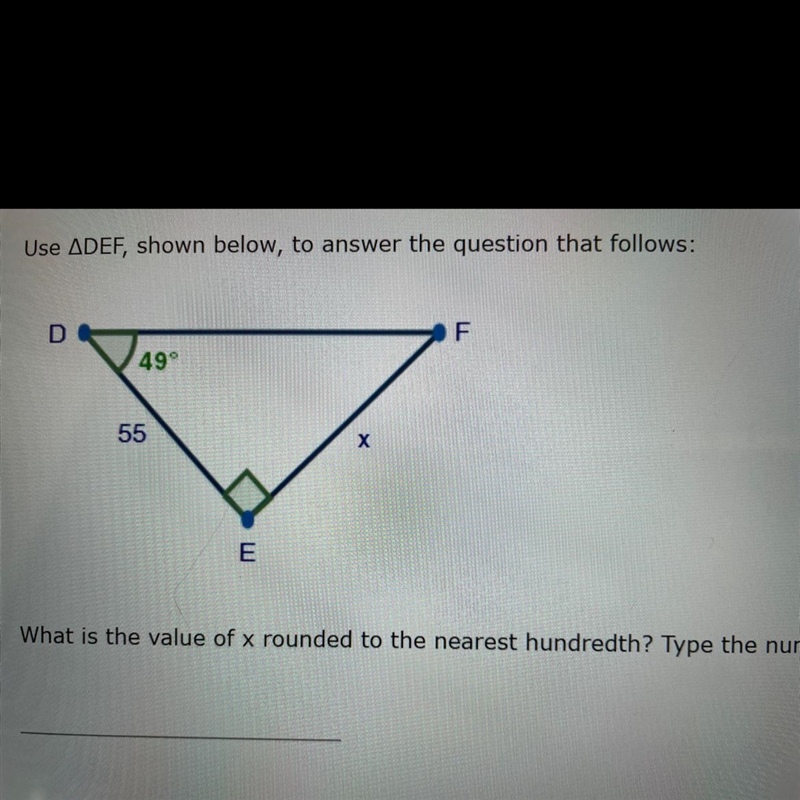 ￼Use triangle DEF shown below to answer the question that follows. What is the value-example-1