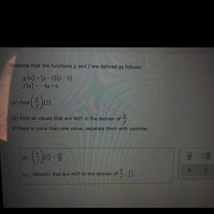 Suppose that the functions g and f are defined as follows. HELP PLEASE-example-1