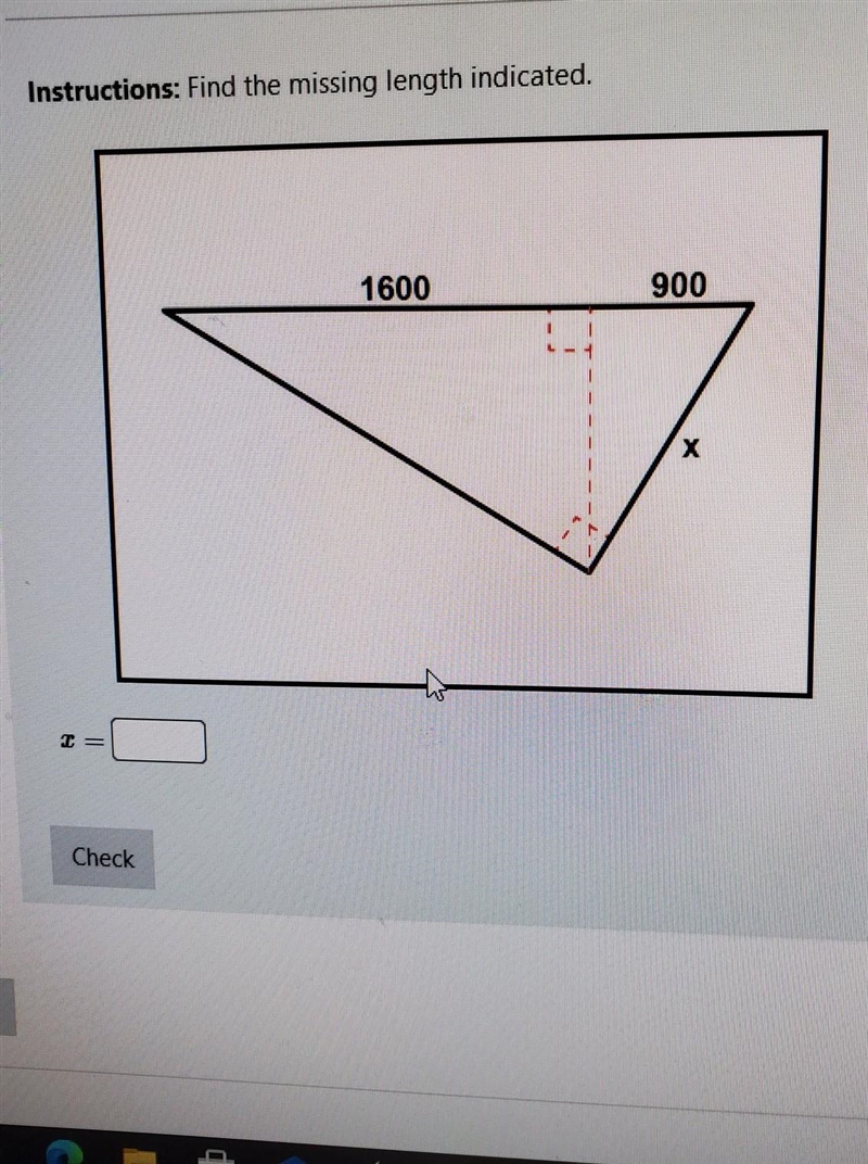 Instructions: Find the missing length ​-example-1