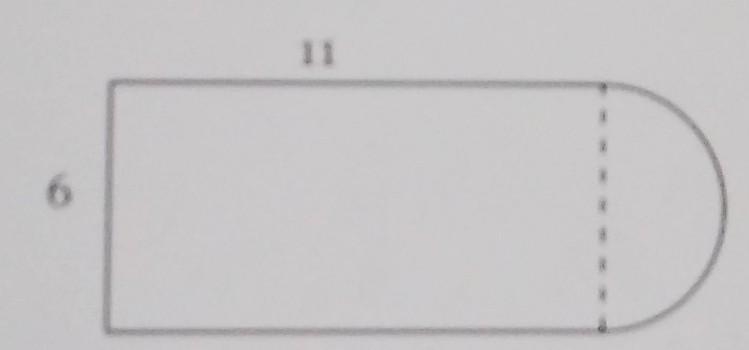 Find the Perimeter of the figure below, composed of a rectangle and a semicircle. Round-example-1