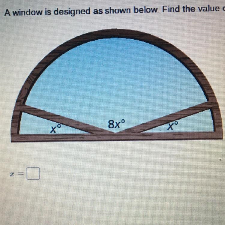 A window is designed as shown below. Find the value of x.-example-1