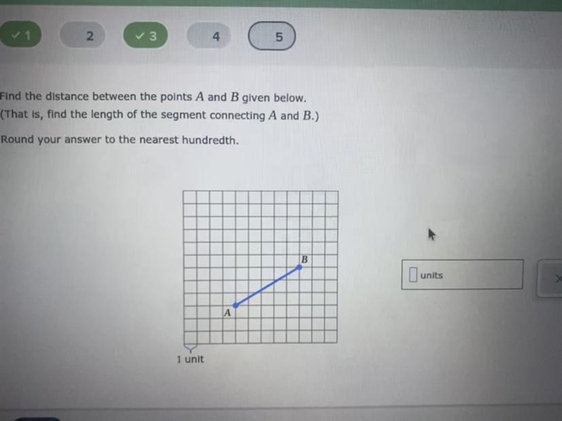 Find the distance between the points A and B given below. (That is, find the length-example-1