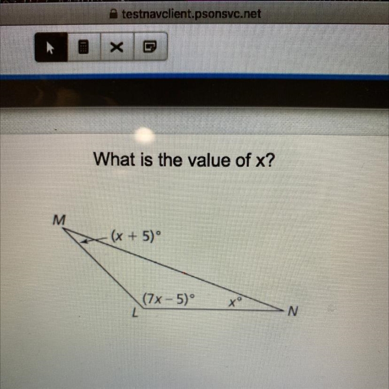 What is the value of x? O A. x=15 O B. x=10 O C. x=20 D. x=5-example-1