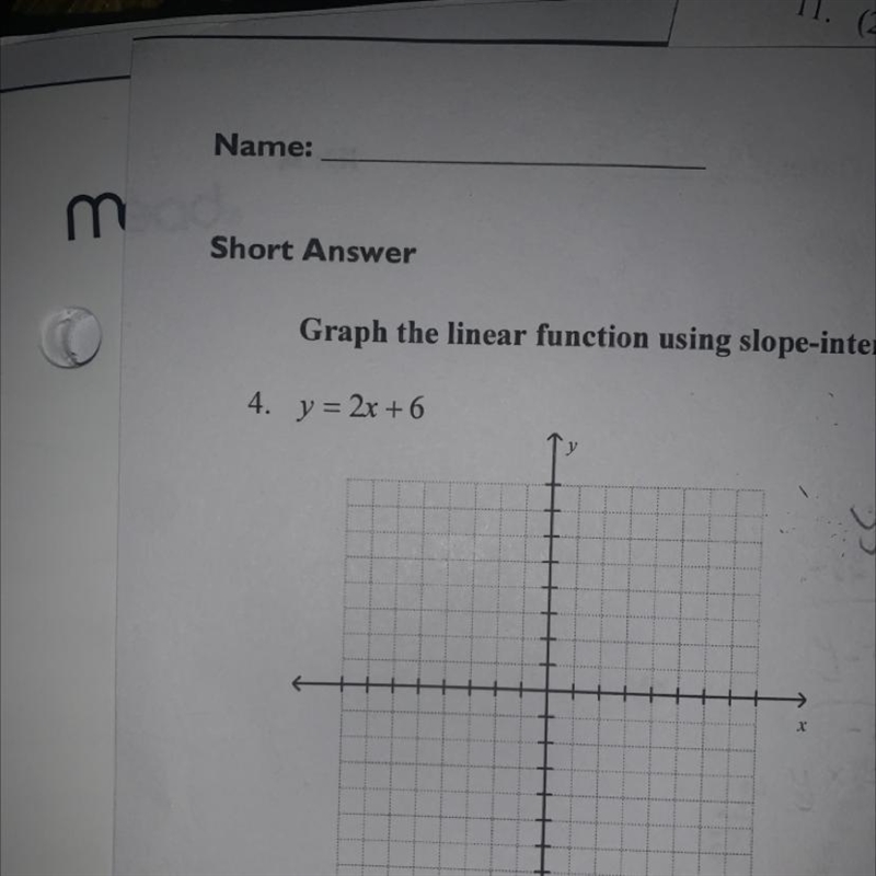 Graph the linear function using slope intercept form y=2x+6-example-1