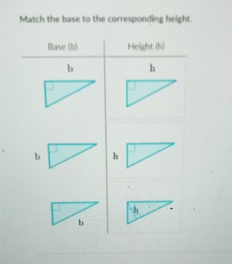 Match the base to the corresponding height​-example-1