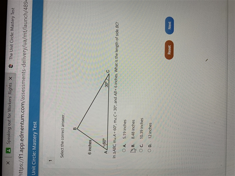 HELP ASAP!!!!!!!!!! in triangle ABC, m-example-1