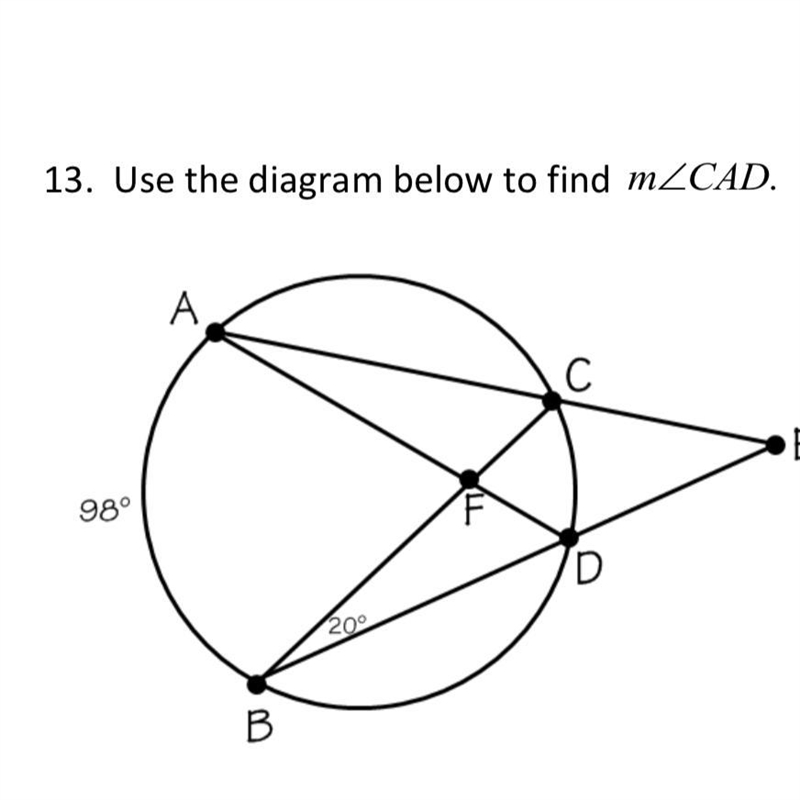 Use the diagram below to find the measure of CAD.-example-1