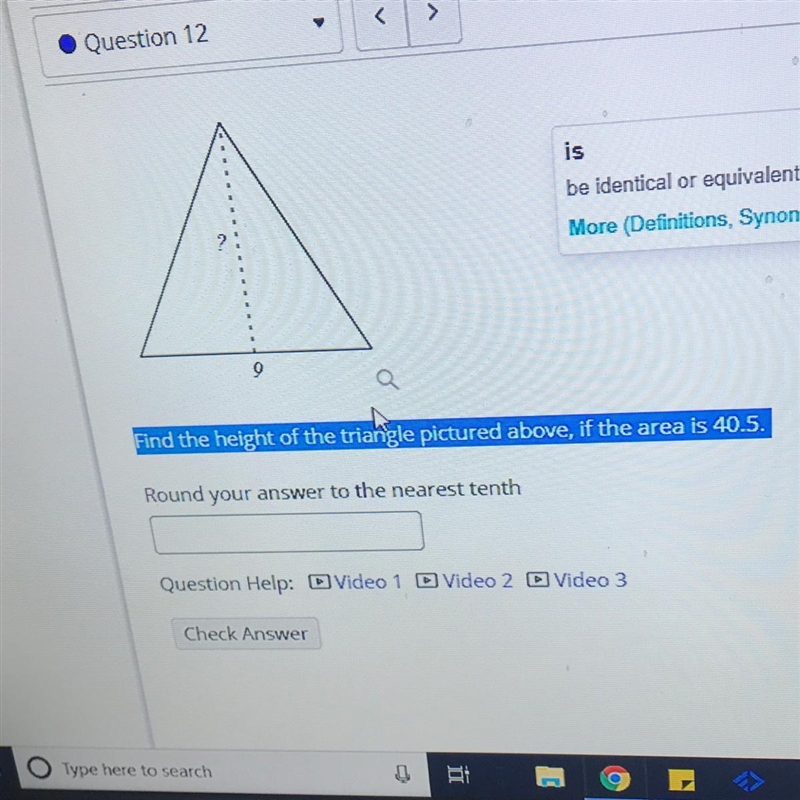 ￼help me find the area of the given triangle to the without height-example-1