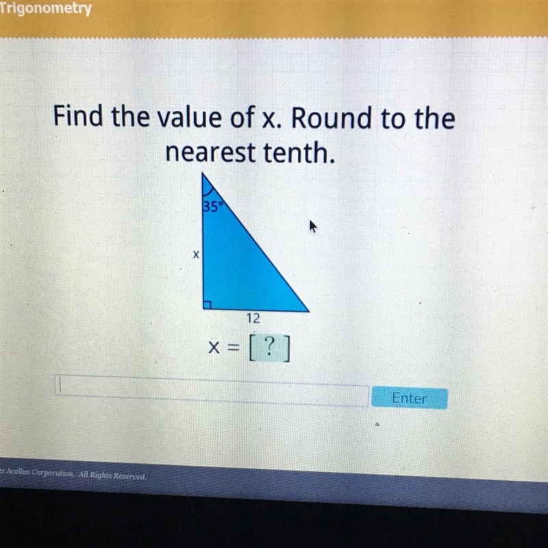 Find the value of x. Round to the nearest tenth. Please help!-example-1