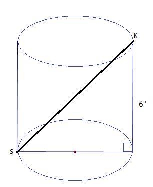 From the figure, the cylinder glass has a height of 6 inches and a radius of the mouth-example-1