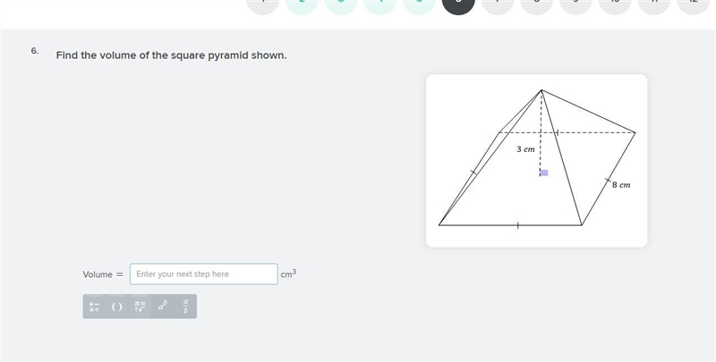 Find the volume of the square pyramid shown (please help)-example-1