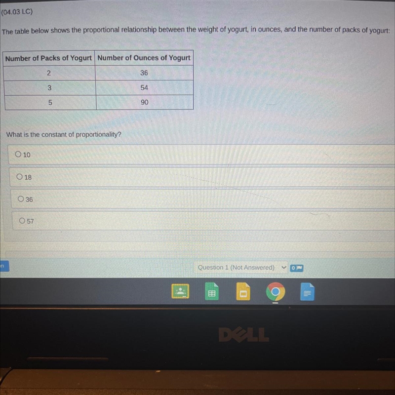 What is the constant of proportionality? 10. 18 36 57-example-1