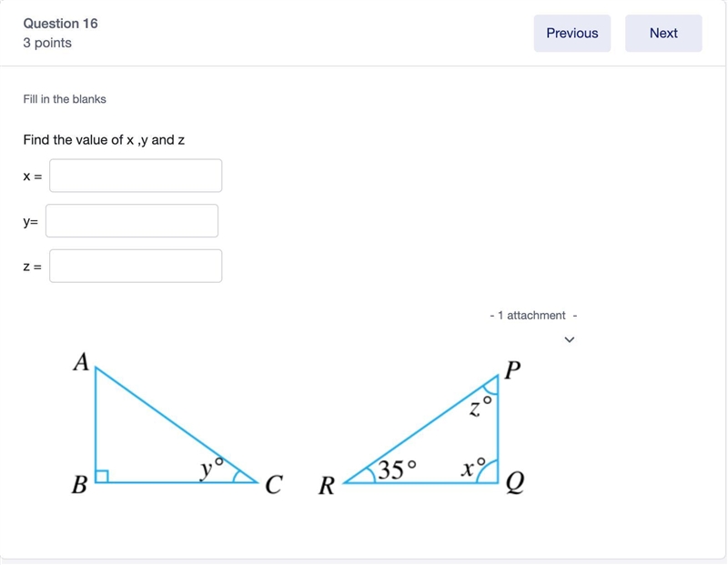 Help... find the value of x,y,z-example-1