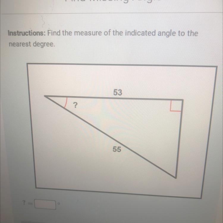 Find the measure of the incanted angle to the nearest degree-example-1