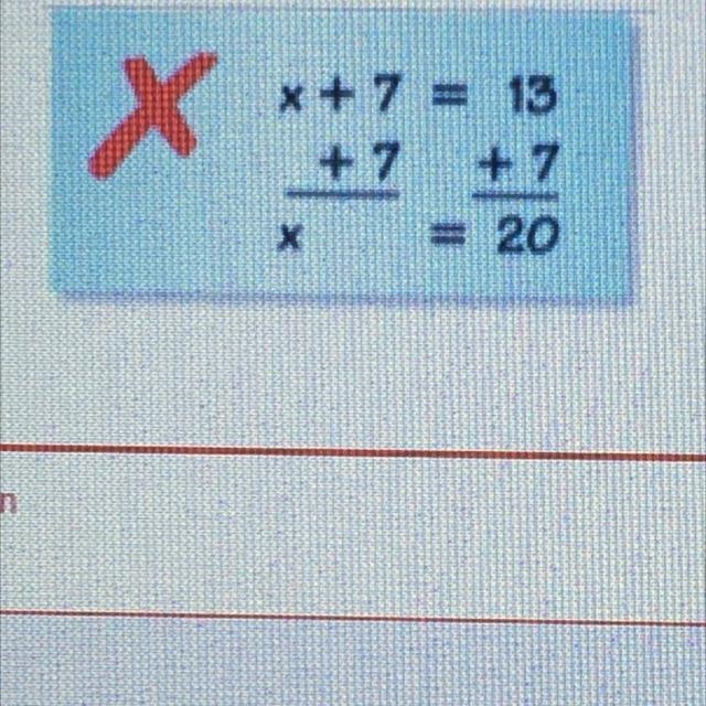 Describe and correct the error in solving the equation. Help so I can pass math-example-1