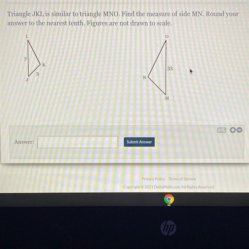 15 points , help! Triangle JKL is similar to triangle MNO. Find the measure of side-example-1