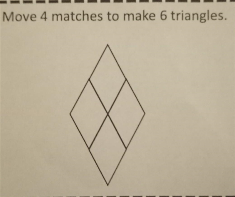 Move 4 matches to make 6 triangles​-example-1