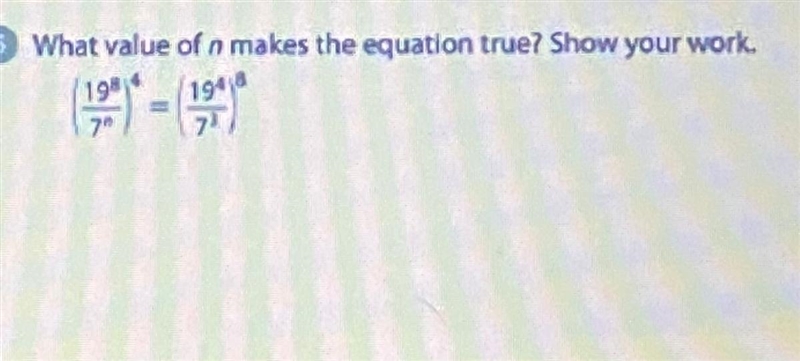 What value of n makes the equation true ? Show your work.-example-1