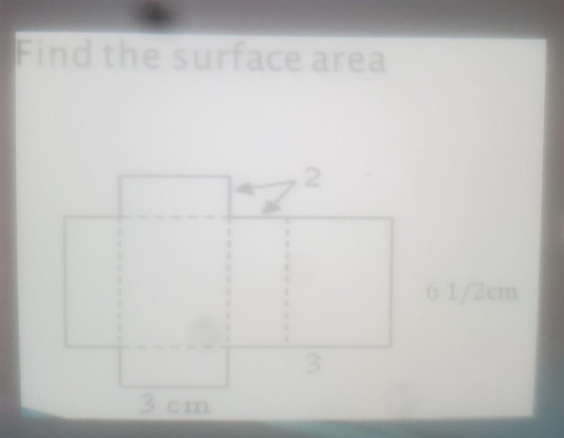 Find the surface area Find the total surface area of the rectangular prism. 6 1/2 cm-example-1