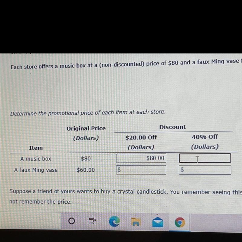 Determine the promotional price of each item at each store-example-1