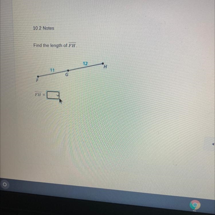 Find the length of FH. 12 11 F FH-example-1