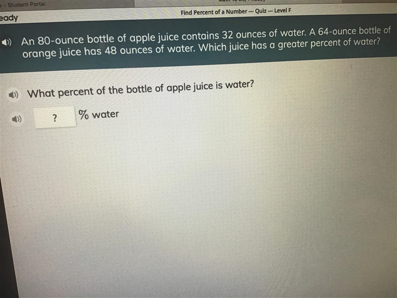 What percent of the bottle of apple juice is water?-example-1